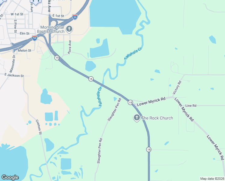 map of restaurants, bars, coffee shops, grocery stores, and more near Highway 15 in Laurel