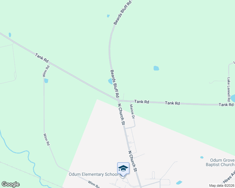 map of restaurants, bars, coffee shops, grocery stores, and more near 2070 Beards Bluff Road in Odum