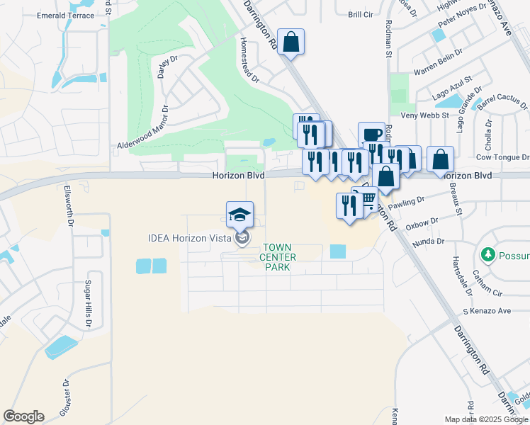 map of restaurants, bars, coffee shops, grocery stores, and more near Thea Smith Drive in Horizon City