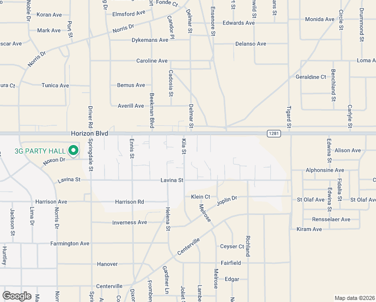 map of restaurants, bars, coffee shops, grocery stores, and more near 124 Kila Street in El Paso