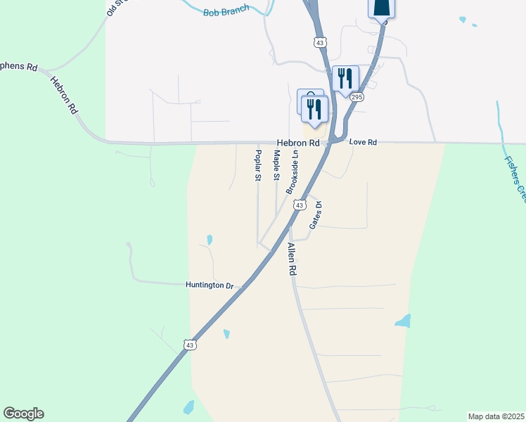 map of restaurants, bars, coffee shops, grocery stores, and more near 207 Maple Street in Grove Hill