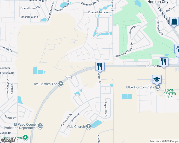 map of restaurants, bars, coffee shops, grocery stores, and more near 101 Ellsworth Drive in Socorro