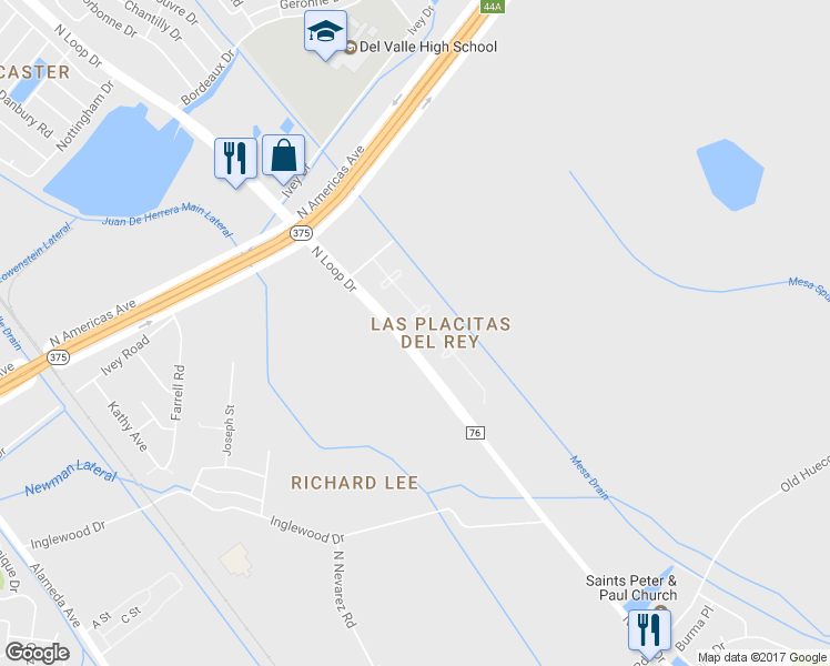 map of restaurants, bars, coffee shops, grocery stores, and more near 14 Via Placita in El Paso