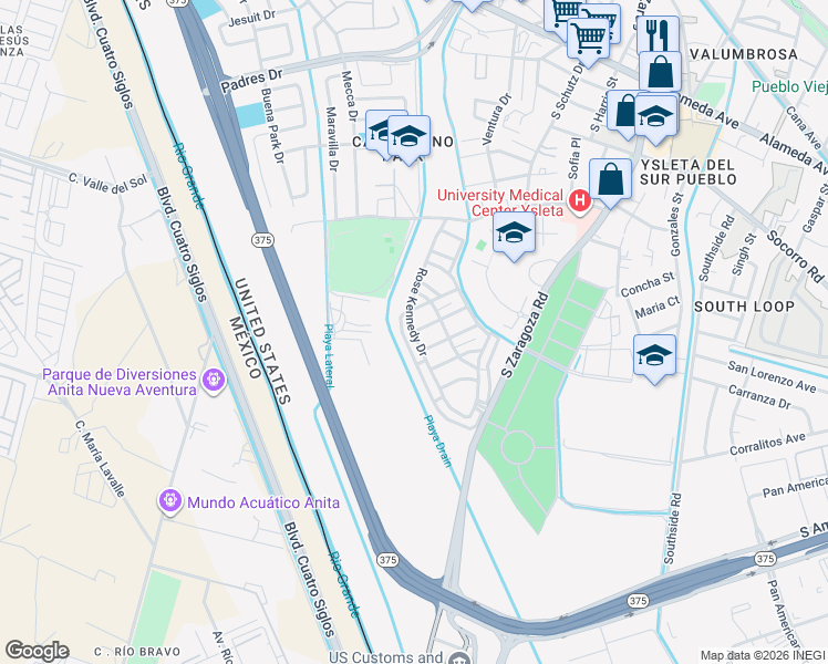 map of restaurants, bars, coffee shops, grocery stores, and more near 8065 Bob Kennedy Way in El Paso