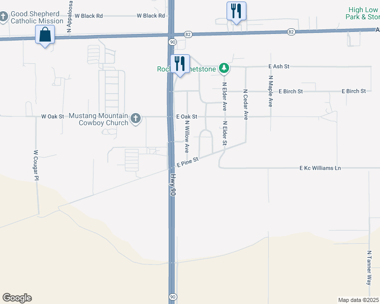 map of restaurants, bars, coffee shops, grocery stores, and more near 2056 North Willow Avenue in Huachuca City
