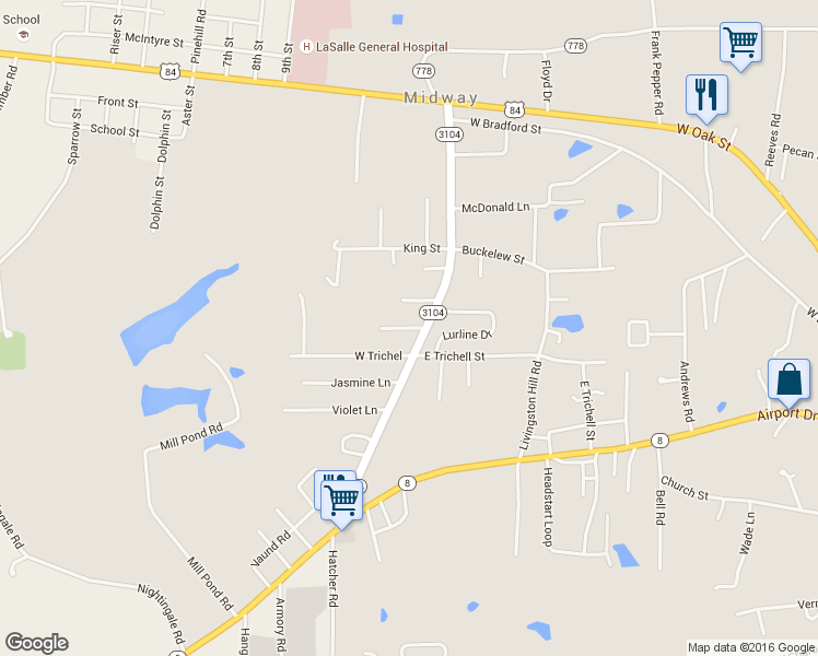 map of restaurants, bars, coffee shops, grocery stores, and more near Center Road in Jena