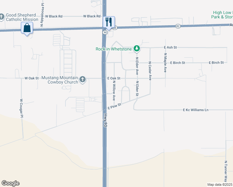 map of restaurants, bars, coffee shops, grocery stores, and more near 2056 North Willow Avenue in Huachuca City