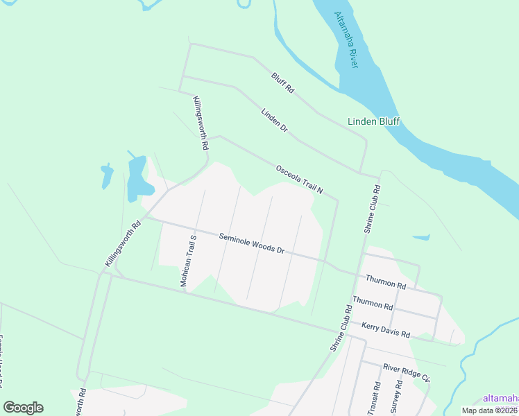 map of restaurants, bars, coffee shops, grocery stores, and more near 145 North Kiowa Drive in Jesup