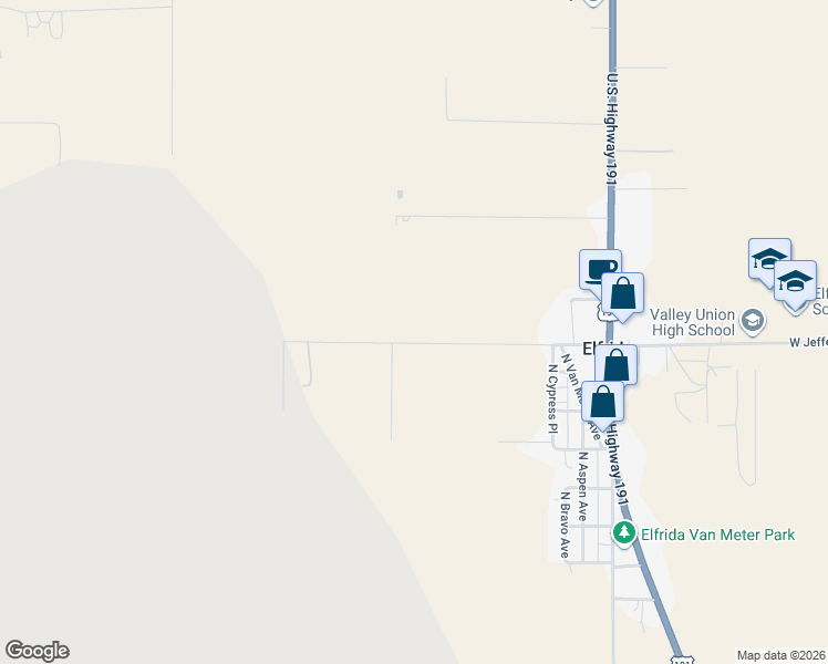 map of restaurants, bars, coffee shops, grocery stores, and more near 4250 West Jefferson Road in Elfrida