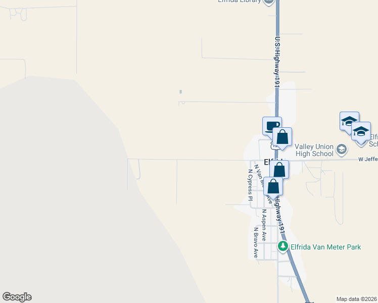 map of restaurants, bars, coffee shops, grocery stores, and more near 4250 West Jefferson Road in Elfrida
