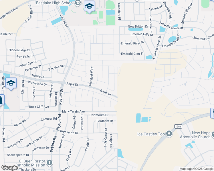 map of restaurants, bars, coffee shops, grocery stores, and more near 12995 Aberdare Drive in Horizon City