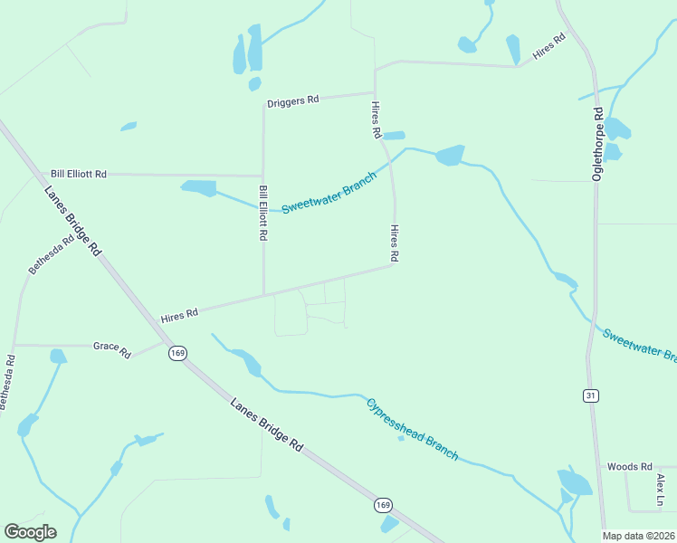 map of restaurants, bars, coffee shops, grocery stores, and more near 579-917 Hires Road in Jesup