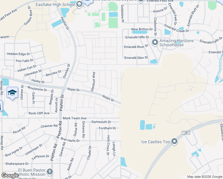 map of restaurants, bars, coffee shops, grocery stores, and more near 12995 Aberdare Drive in Horizon City