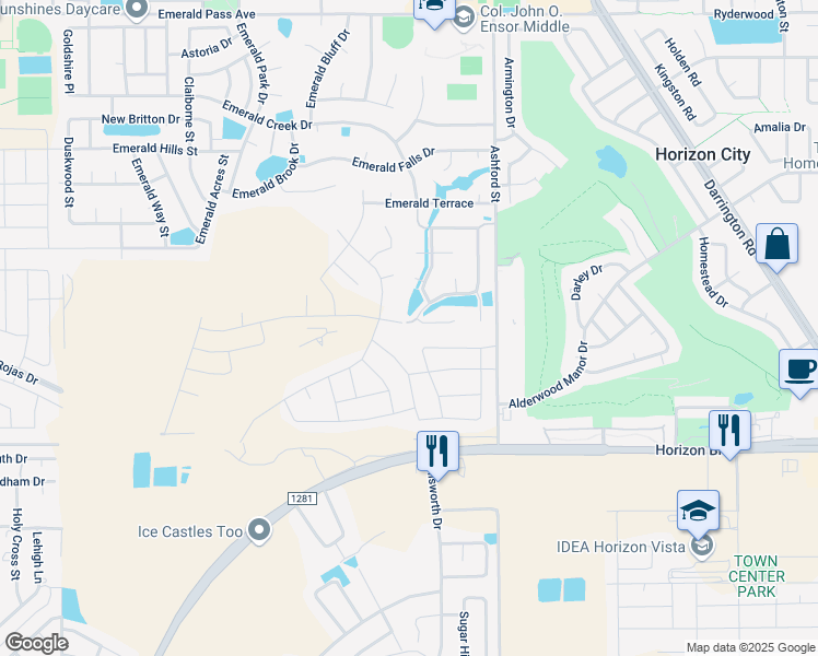 map of restaurants, bars, coffee shops, grocery stores, and more near 13400 Jeff Winton Circle in Horizon City