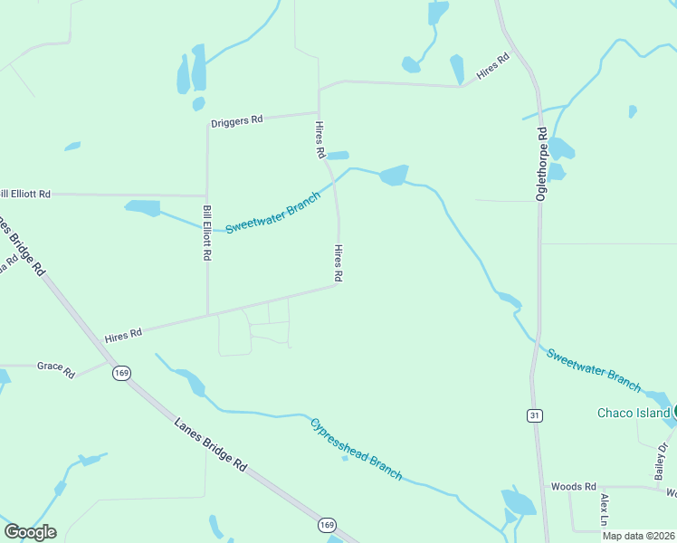 map of restaurants, bars, coffee shops, grocery stores, and more near 919-1121 Hires Rd in Jesup