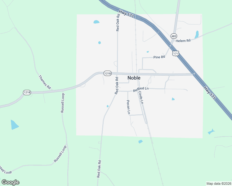 map of restaurants, bars, coffee shops, grocery stores, and more near 746 Red Oak Road in Noble