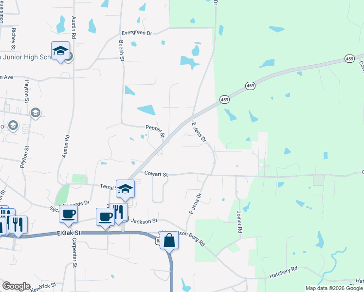 map of restaurants, bars, coffee shops, grocery stores, and more near 112 Forest in Jena