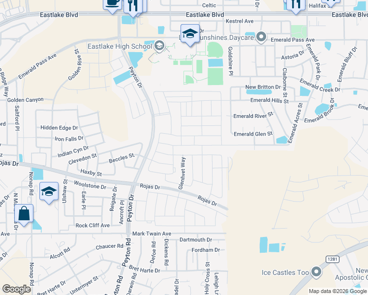 map of restaurants, bars, coffee shops, grocery stores, and more near in El Paso