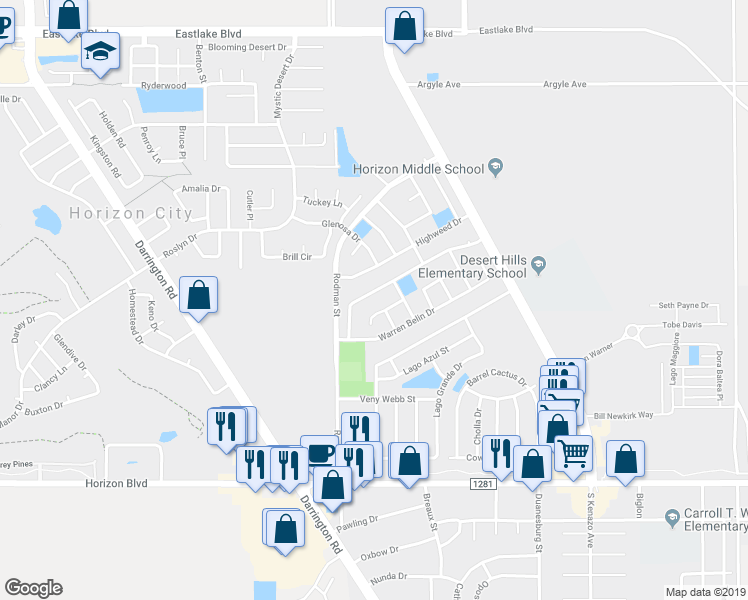 map of restaurants, bars, coffee shops, grocery stores, and more near 14020 Peter Noyes Drive in El Paso