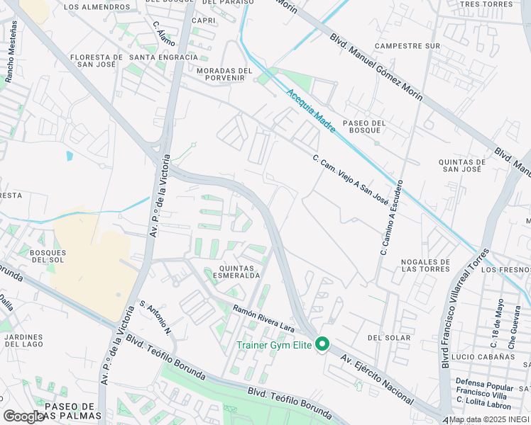 map of restaurants, bars, coffee shops, grocery stores, and more near 6325 Av Ejército Nacional in Ciudad Juarez
