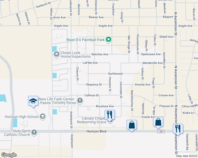 map of restaurants, bars, coffee shops, grocery stores, and more near in El Paso