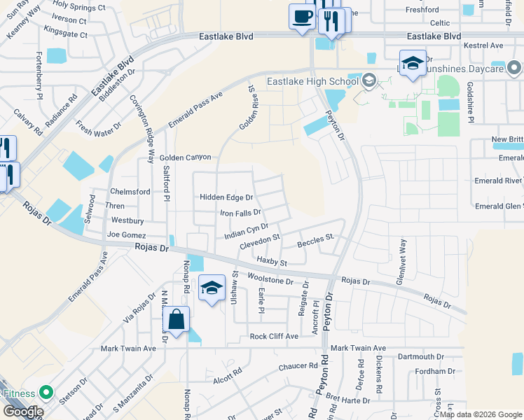 map of restaurants, bars, coffee shops, grocery stores, and more near 333 Green Edge Place in Horizon City