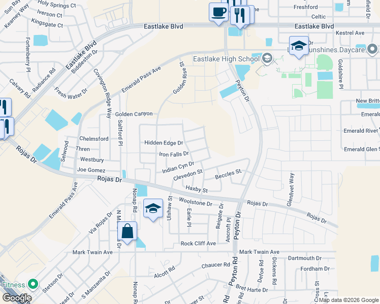 map of restaurants, bars, coffee shops, grocery stores, and more near 333 Green Edge Place in Horizon City