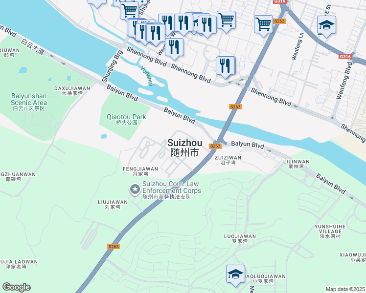 map of restaurants, bars, coffee shops, grocery stores, and more near in Suizhou