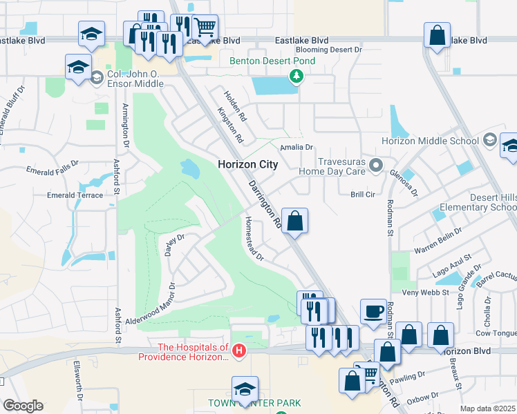 map of restaurants, bars, coffee shops, grocery stores, and more near 3808 Alderwood Manor Drive in Horizon City