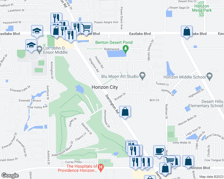 map of restaurants, bars, coffee shops, grocery stores, and more near 13928 Pete La Rue Circle in El Paso