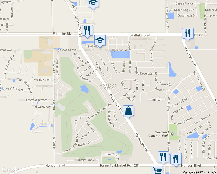 map of restaurants, bars, coffee shops, grocery stores, and more near in Horizon City