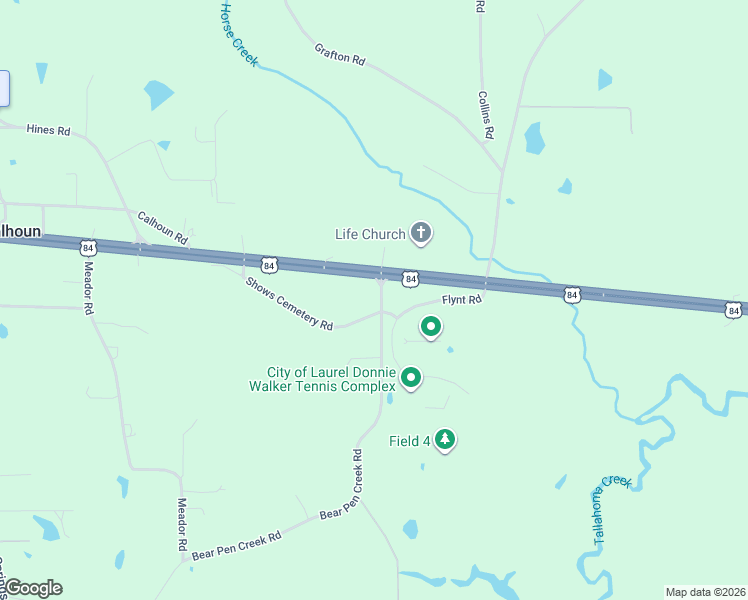 map of restaurants, bars, coffee shops, grocery stores, and more near 2 Shows Cemetery Road in Laurel
