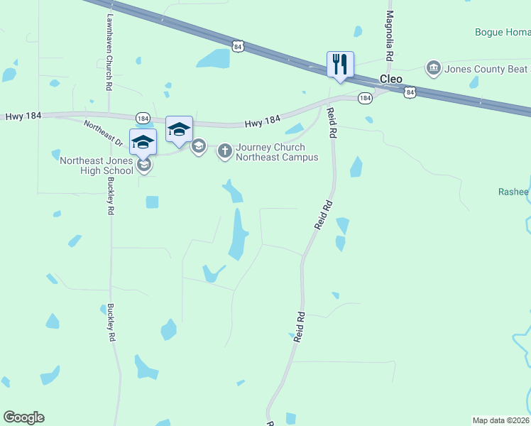 map of restaurants, bars, coffee shops, grocery stores, and more near 830 Reid Road in Laurel