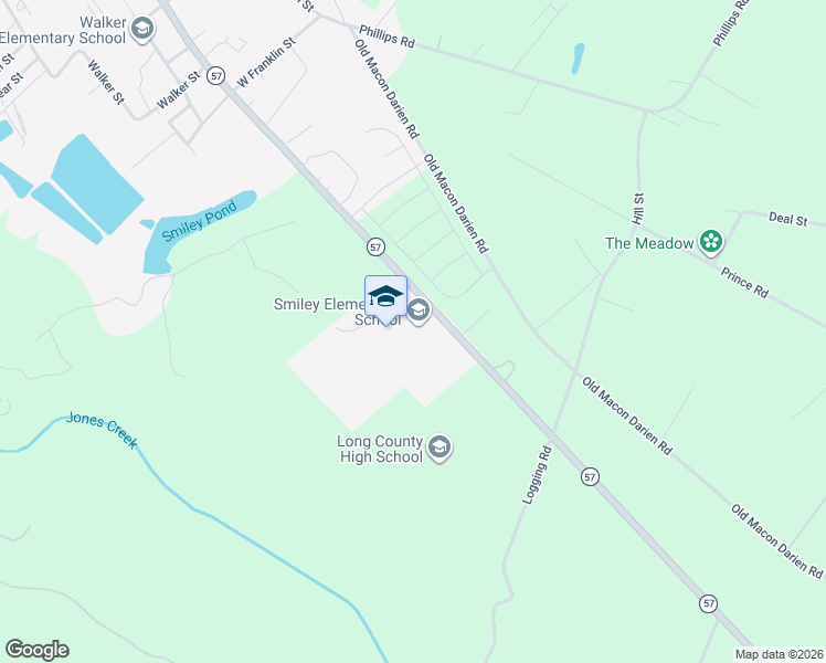 map of restaurants, bars, coffee shops, grocery stores, and more near 1530 Georgia 57 in Ludowici