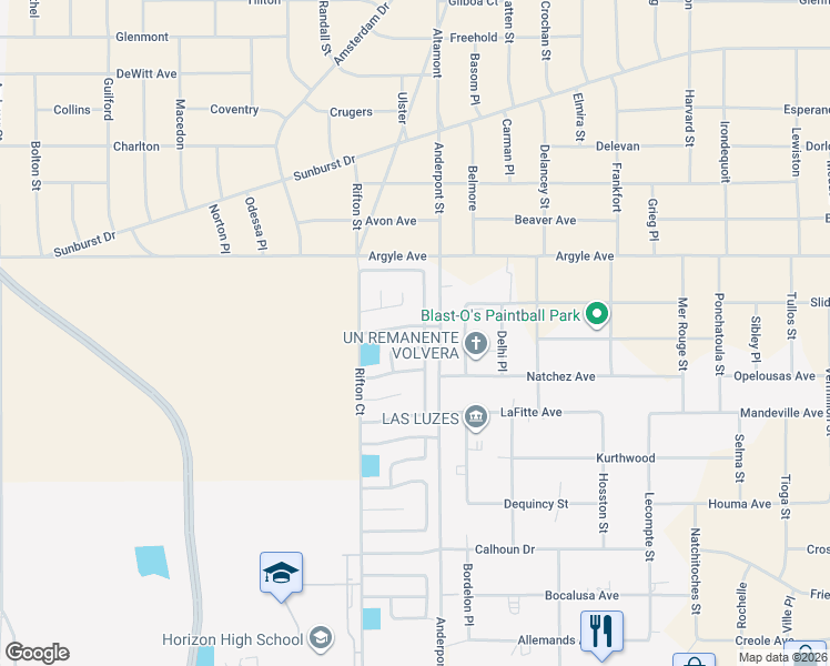 map of restaurants, bars, coffee shops, grocery stores, and more near 14740 Summit Breeze Avenue in Horizon City