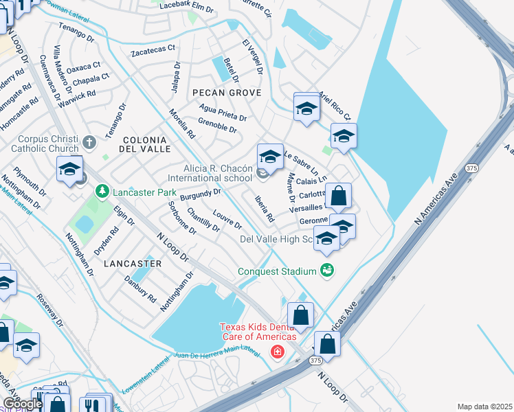map of restaurants, bars, coffee shops, grocery stores, and more near 9455 Landry McKee Lane in El Paso