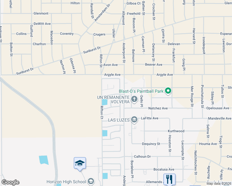 map of restaurants, bars, coffee shops, grocery stores, and more near 14740 Summit Breeze Avenue in Horizon City