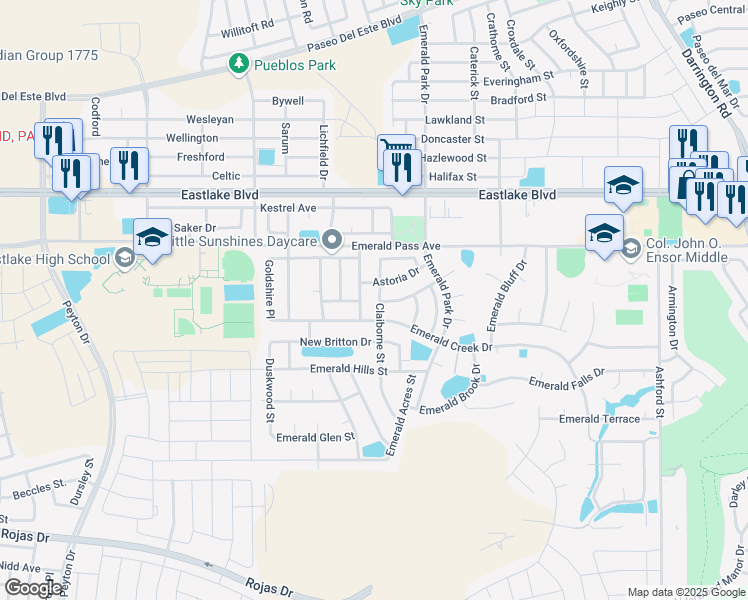 map of restaurants, bars, coffee shops, grocery stores, and more near 429 Claiborne Street in El Paso