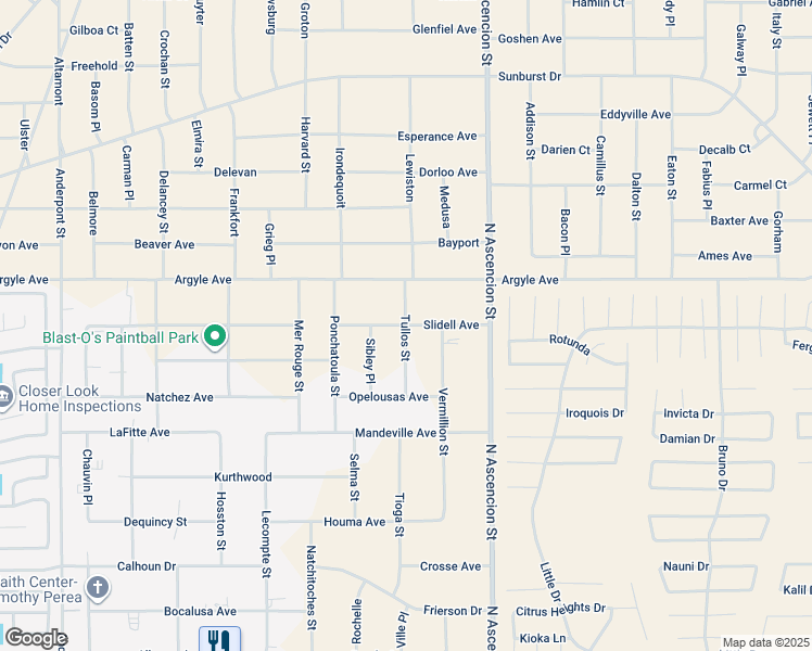 map of restaurants, bars, coffee shops, grocery stores, and more near Slidell Avenue in El Paso County