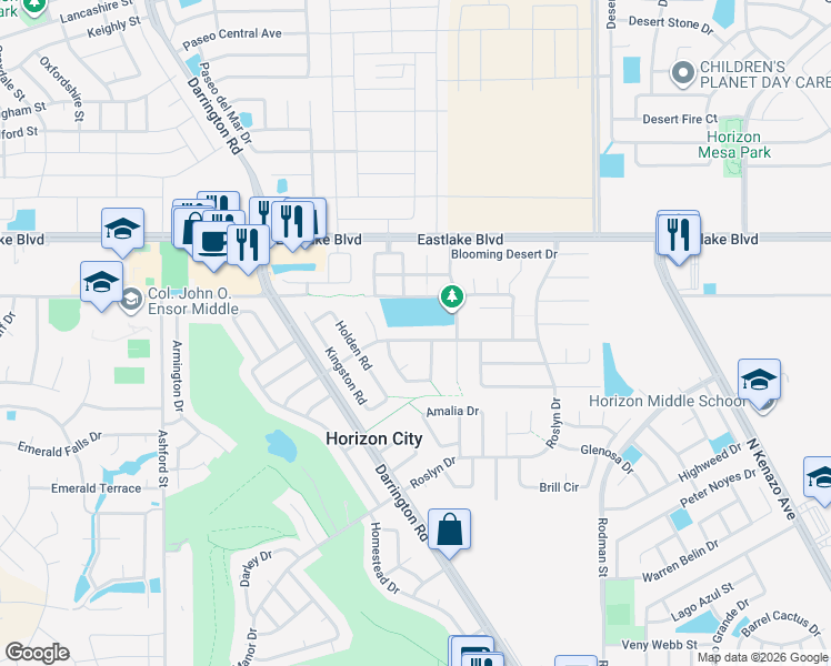 map of restaurants, bars, coffee shops, grocery stores, and more near 14921 Roslyn Drive in Horizon City