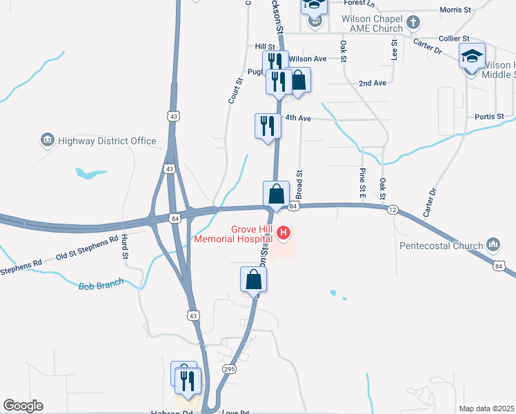map of restaurants, bars, coffee shops, grocery stores, and more near 258 Grove Hill Avenue in Grove Hill