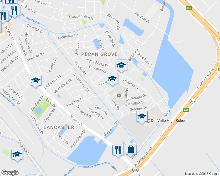 map of restaurants, bars, coffee shops, grocery stores, and more near 916 Saint Catherine Drive in El Paso