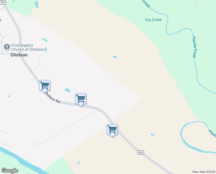 map of restaurants, bars, coffee shops, grocery stores, and more near 12194 Gholson Road in Waco