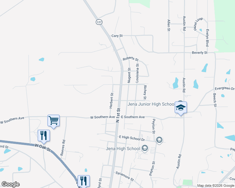 map of restaurants, bars, coffee shops, grocery stores, and more near 1935-2013 North 1st Street in Jena