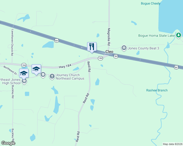 map of restaurants, bars, coffee shops, grocery stores, and more near 818 Reid Road in Laurel