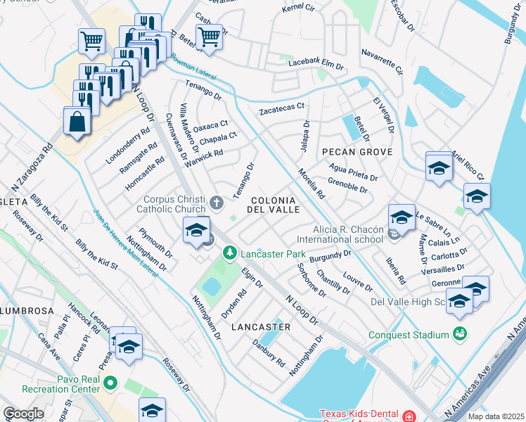 map of restaurants, bars, coffee shops, grocery stores, and more near 819 Mont Blanc Drive in El Paso