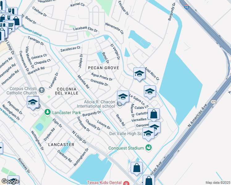 map of restaurants, bars, coffee shops, grocery stores, and more near Saint Laurent Drive in El Paso