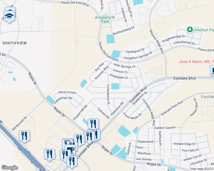 map of restaurants, bars, coffee shops, grocery stores, and more near 516 Fortenberry Place in El Paso