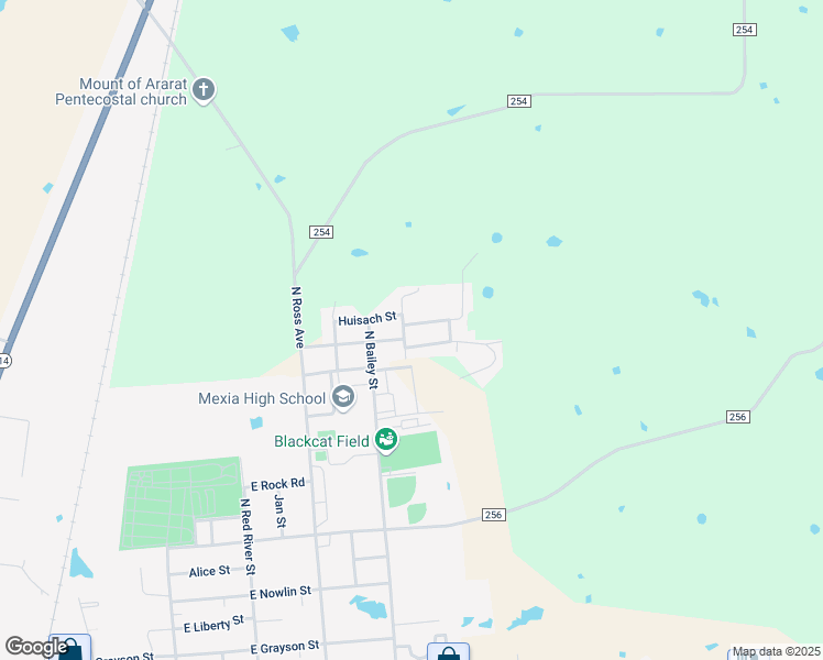 map of restaurants, bars, coffee shops, grocery stores, and more near 1100 La Villeta Street in Mexia