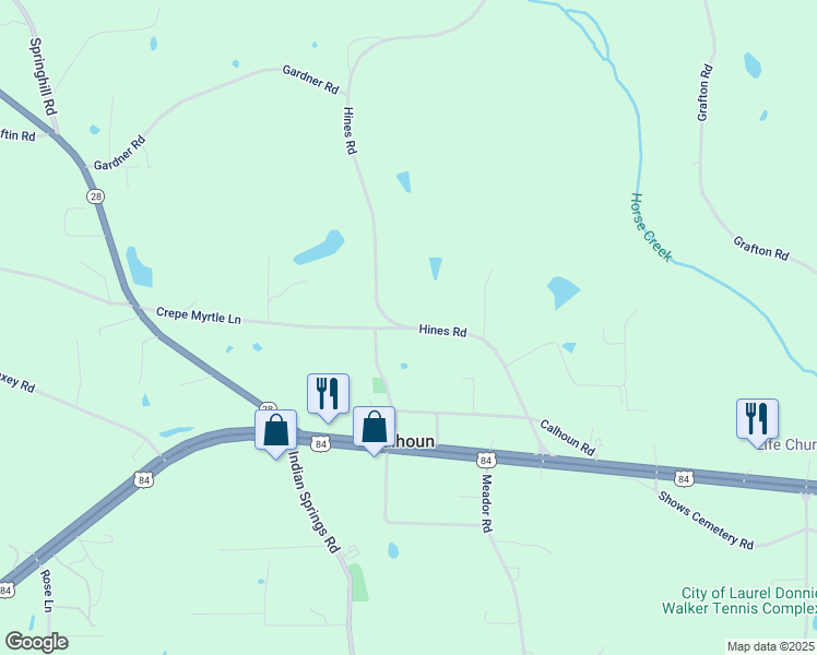 map of restaurants, bars, coffee shops, grocery stores, and more near 101 Hines Road in Laurel